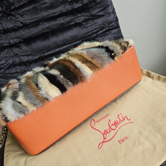 Christian louboutin fur multicolor side studs shoulder bag with gold hardware - Picture 7 of 17